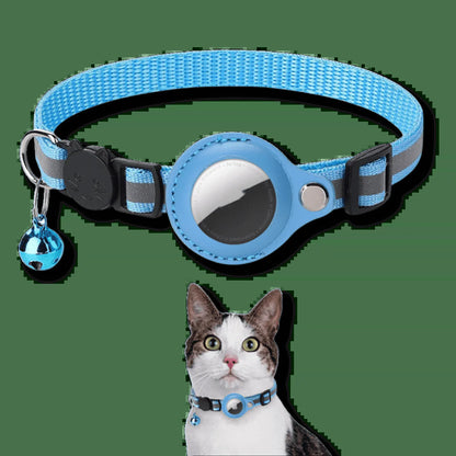 Adjustable Waterproof Pet Airtag Collar - Lightweight Reflective Nylon for Dogs & Cats (22-35cm)