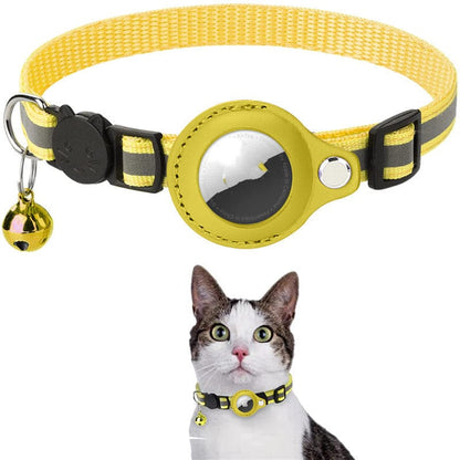 Adjustable Waterproof Pet Airtag Collar - Lightweight Reflective Nylon for Dogs & Cats (22-35cm)