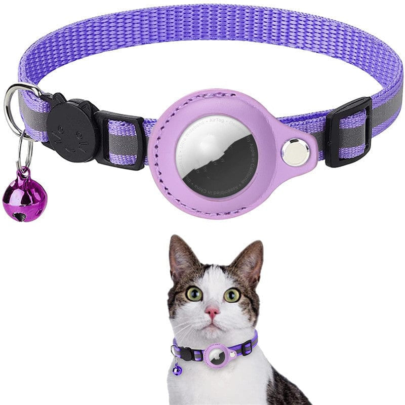Adjustable Waterproof Pet Airtag Collar - Lightweight Reflective Nylon for Dogs & Cats (22-35cm)