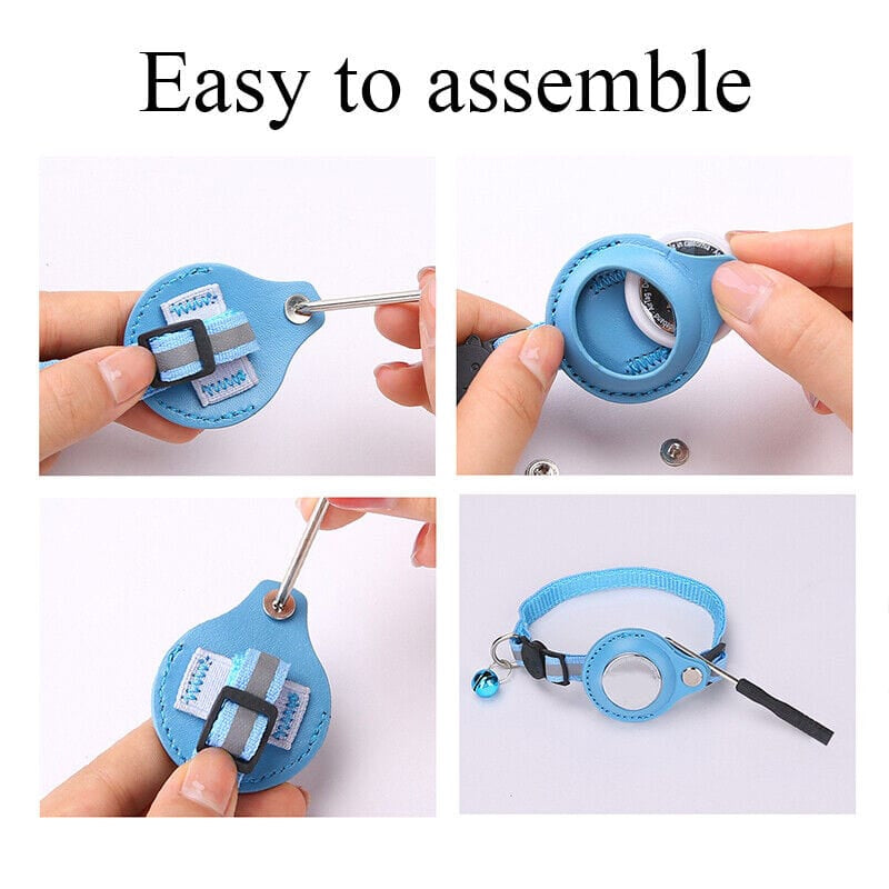 Adjustable Waterproof Pet Airtag Collar - Lightweight Reflective Nylon for Dogs & Cats (22-35cm)