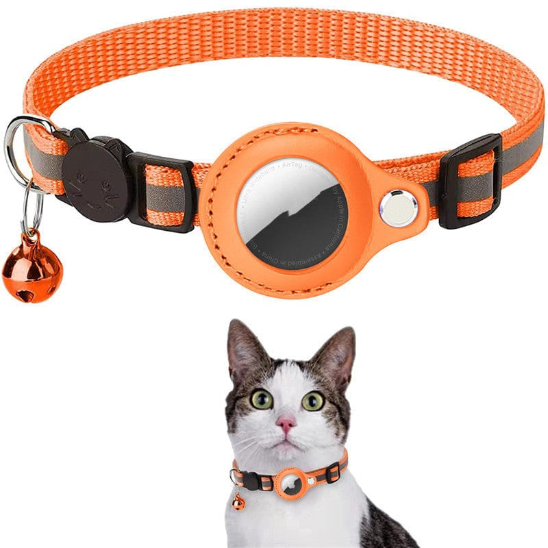 Adjustable Waterproof Pet Airtag Collar - Lightweight Reflective Nylon for Dogs & Cats (22-35cm)