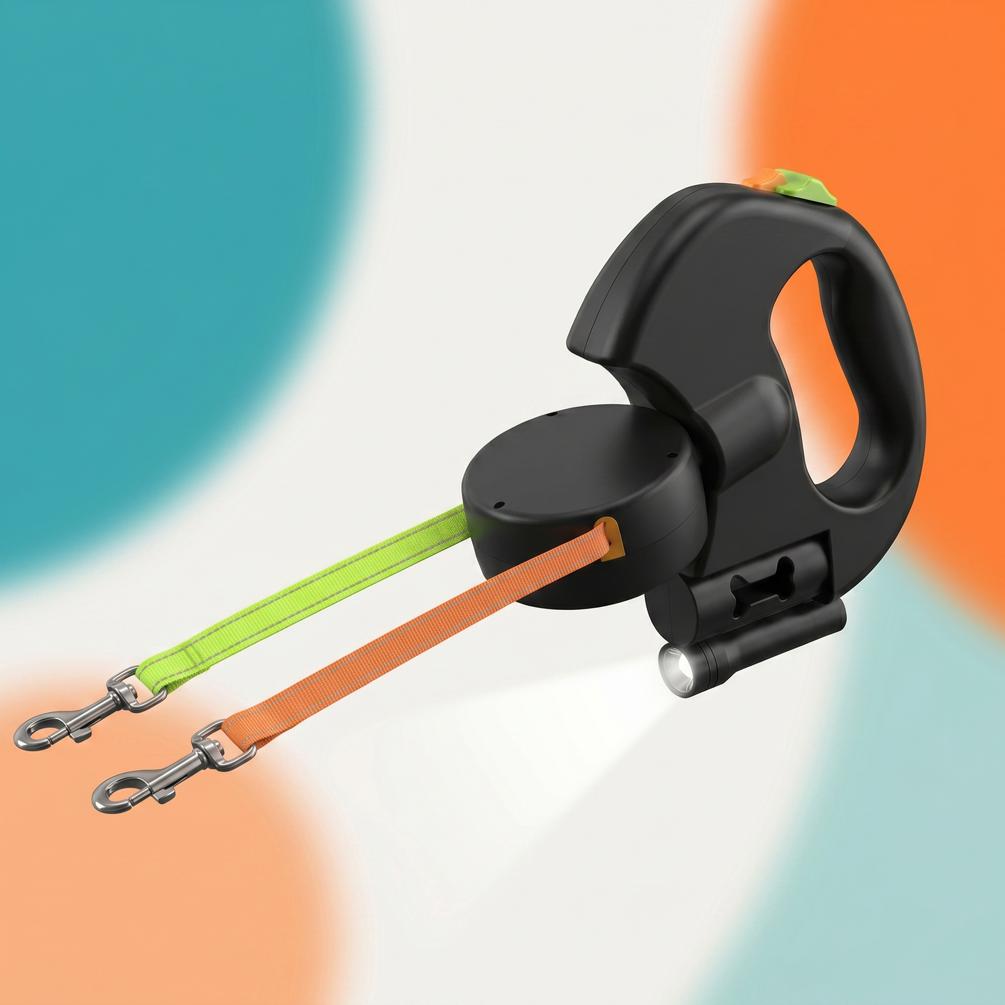 Tangle-Free Dual Retractable  Leash with 360° Swivel & Built-In LED Lights