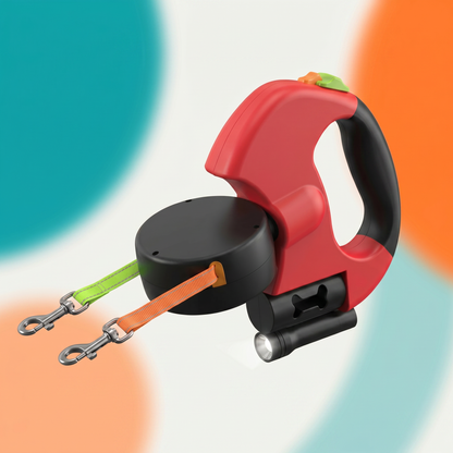 Tangle-Free Dual Retractable  Leash with 360° Swivel & Built-In LED Lights