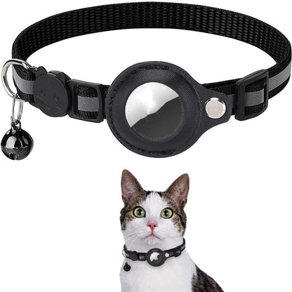 Adjustable Waterproof Pet Airtag Collar - Lightweight Reflective Nylon for Dogs & Cats (22-35cm)